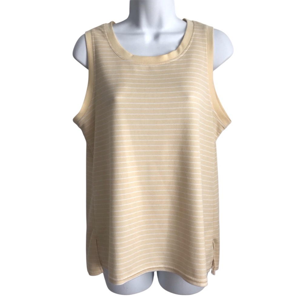🔴 4/$15 Member’s Mark Brand Light Yellow & White Striped Tank Top size M in EUC